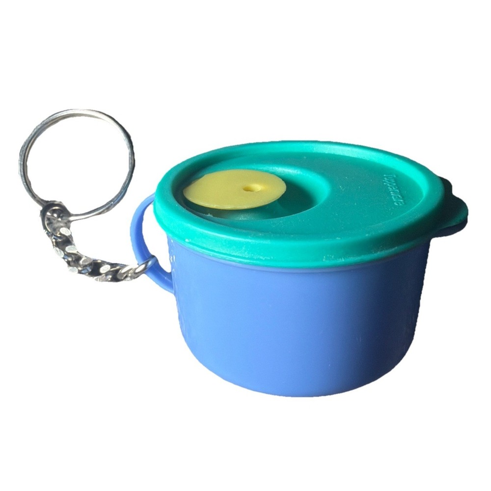 Tupperware Keychain Crystalwave Soup Mug Mini Tiny Gadget Blue Green